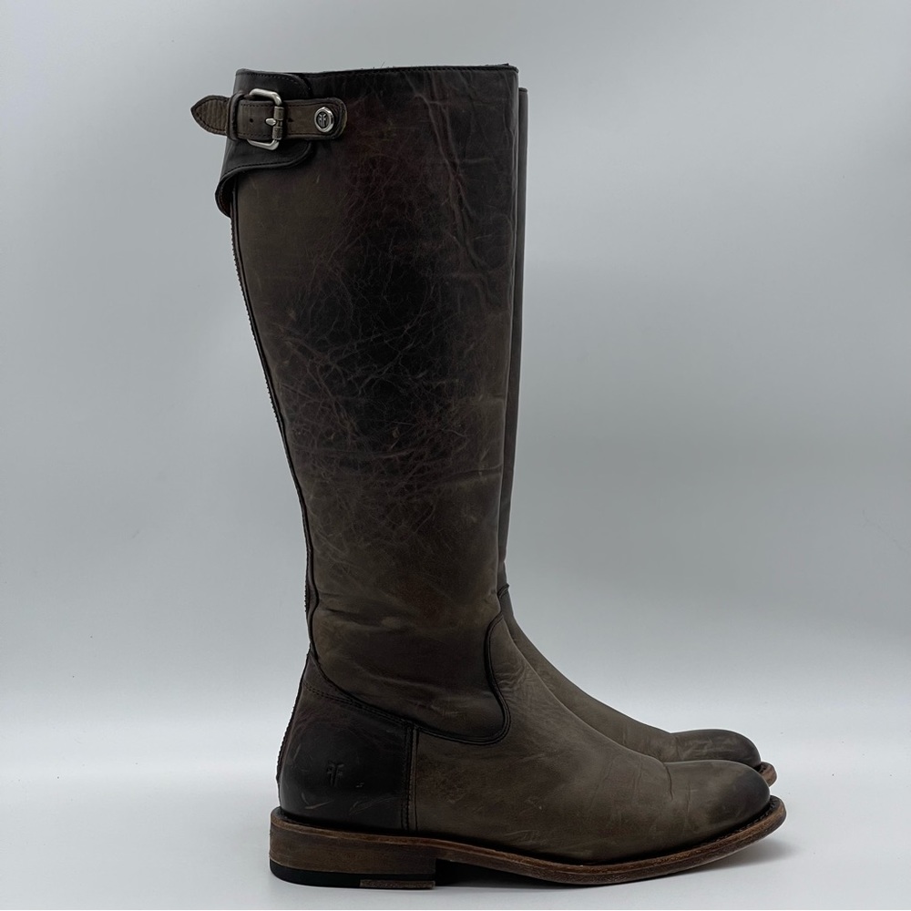 Frye Jayden Buckle Back Zip Boot.